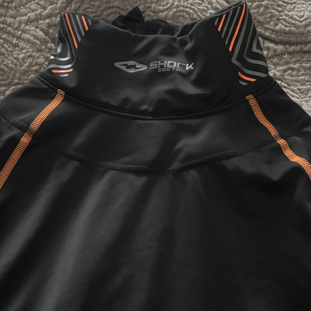 Shock Doctor Men's Black Long Sleeve Shirt with Orange Highlights